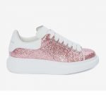 Alexander Mcqueen Women Oversized Sneaker with Glitter Lace-UP Shoes Pink