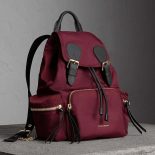 Burberry Medium Rucksack in Technical Nylon and Leather-Maroon