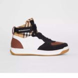 Burberry Men Shoes Leather and Suede High-Top Sneakers-Black