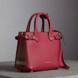 Burberry Small Banner Bag in Leather and House Check-Red