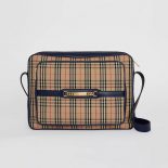 Burberry Unisex The Large 1983 Check Link Camera Bag-Navy