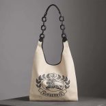 Burberry Women Medium Archive Logo Canvas and Leather Shopper