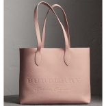 Burberry Women Remington Soft Pebbled Leather Tote Bag-Pink