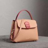 Burberry Women Small Two-Tone Leather House Check Tote-Pink