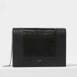 Celine Women Frame Evening Clutch on Chain in Lizard-Black