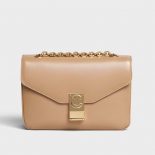 Celine Women Medium C Bag in Shiny Calfskin Leather-Sandy