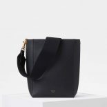 Celine Women Sangle Small Bucket Bag in Soft Grained Calfskin-Black