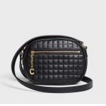 Celine Women Small C Charm Bag in Quilted Calfskin-Black