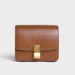 Celine Women Small Classic Bag in Box Calfskin Leather-Brown