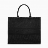 Dior Lady Dior Book Tote Bag in Embossed Calfskin-Black