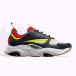 Dior Men Black Red Yellow Canvas and Calfskin Trainer