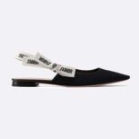 Dior Women Miss J'adior Ballerina in Black Technical Canvas in 1cm Heel