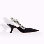 Dior Women Slingback Black Technical Fabric J'Adior Ribbon 6.5 CM Shoes Black
