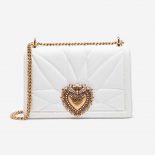 Dolce Gabbana D&G Women Medium Devotion Bag Quilted Nappa Leather-White