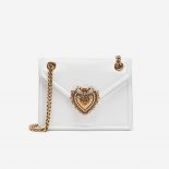 Dolce Gabbana D&G Women Medium Devotion Bag Smooth Calfskin Leather-White