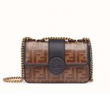 Fendi Women Mini Double F Brown Canvas Bag