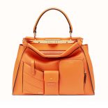 Fendi Women Peekaboo Reagular Pocket Orange Leather Bag