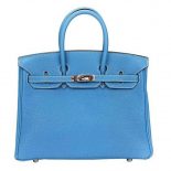 Hermes Birkin 25 Bag in Togo Leather with Gold Hardware-Blue