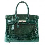 Hermes Birkin 30 Bag in Alligator Leather with Gold Hardware-Green