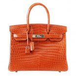 Hermes Birkin 30 Bag in Alligator Leather with Gold Hardware-Orange