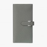 Hermes Medium Bearn Wallet in Epsom Calfskin Leather-Grey