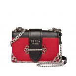 Prada Cahier Leather Shoulder Bag-Red