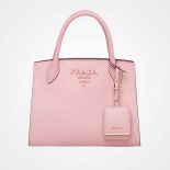 Prada Monochrome Handbag in Saffiano and Calf Leather-Pink