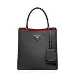 Prada Women Double Medium Bag in Saffiano Leather-Black