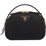 Prada Women Odette Saffiano Leather Bag-Black