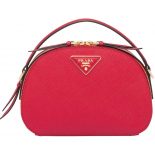 Prada Women Odette Saffiano Leather Bag-Red