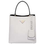 Prada Women Panier Medium Bag in Saffiano Leather-White