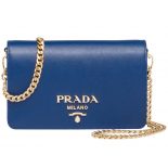 Prada Women Saffiano Leather Shoulder Bag-Navy