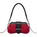 Prada Women Sidonie Leather Shoulder Bag-Red