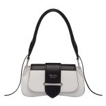 Prada Women Sidonie Leather Shoulder Bag-White