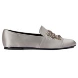 Roger Vivier Women Shoes Flower Strass Loafers in Silk-Silver