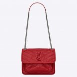 Saint Laurent YSL Women Niki Baby Crinkled Vintage Bag-Red