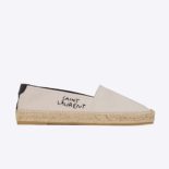 Saint Laurent YSL Women Shoes Embroidered Espadrilles in Cotton-White