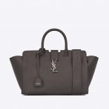 Saint Laurent YSL Women Small Downtown Cabas Grey Crocodile Embossed