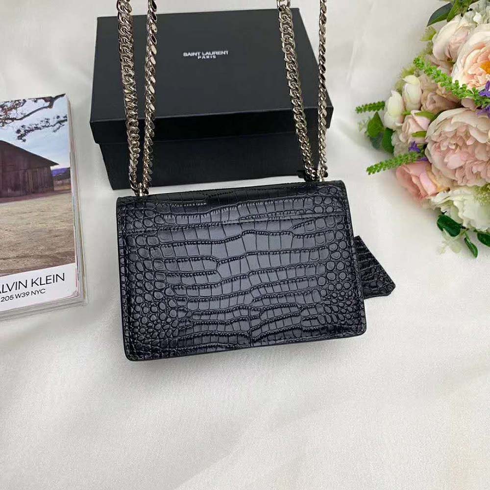 Saint Laurent Sunset Medium Bag in Crocodile Embossed Shiny