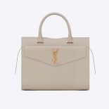 Saint Laurent YSL Women Uptown Medium Tote Shiny Smooth-White