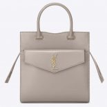Saint Laurent YSL Women Uptown Small Tote Shiny Smooth-White