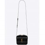 Saint Laurent YSL Women Vicky Camera Bag Quilted Patent-Black