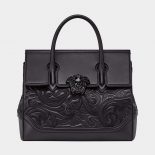 Versace Women Embroidered Palazzo Empire Bag in Leather-Black
