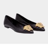 Versace Women Shoes Palazzo Ballerina Flats 5mm Heel-Black