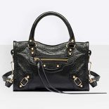 Balenciaga Women Lambskin Mini Bag with "Classic" Shiny Hardware-Black