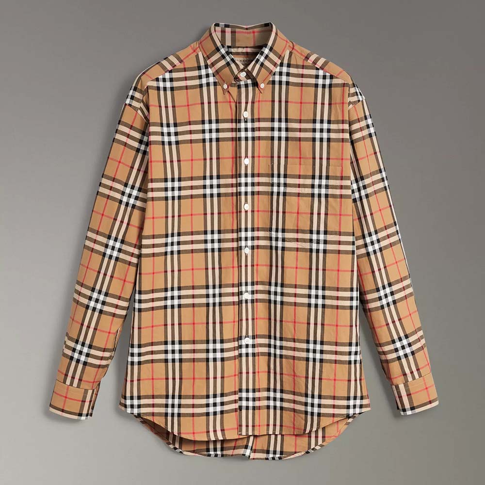 Burberry Unisex Button-Down Collar Vintage Check Cotton Shirt