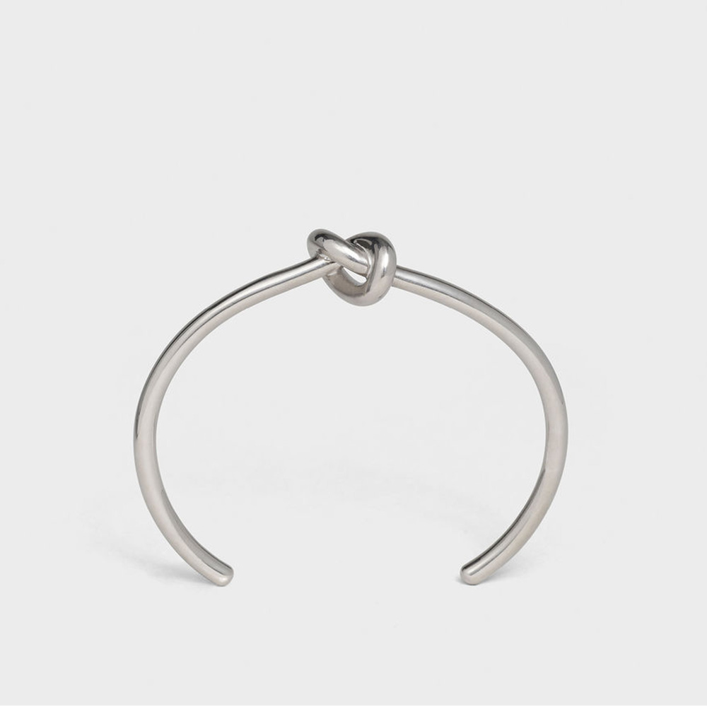 Celine Women Knot Extra-Thin Bracelet in Brass with Rhodium Finish-Silver