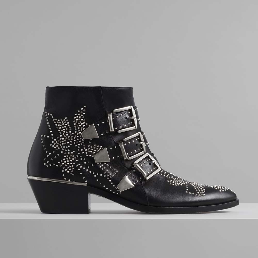 Chloe Women Shoes Susanna Short Boot in Nappa Sheepskin-30mm Heel-Silver