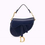 Dior Women Mini Saddle Bag in Blue Calfskin