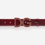 Dolce Gabbana D&G Women Belt in Iguana Print Calfskin-Maroon